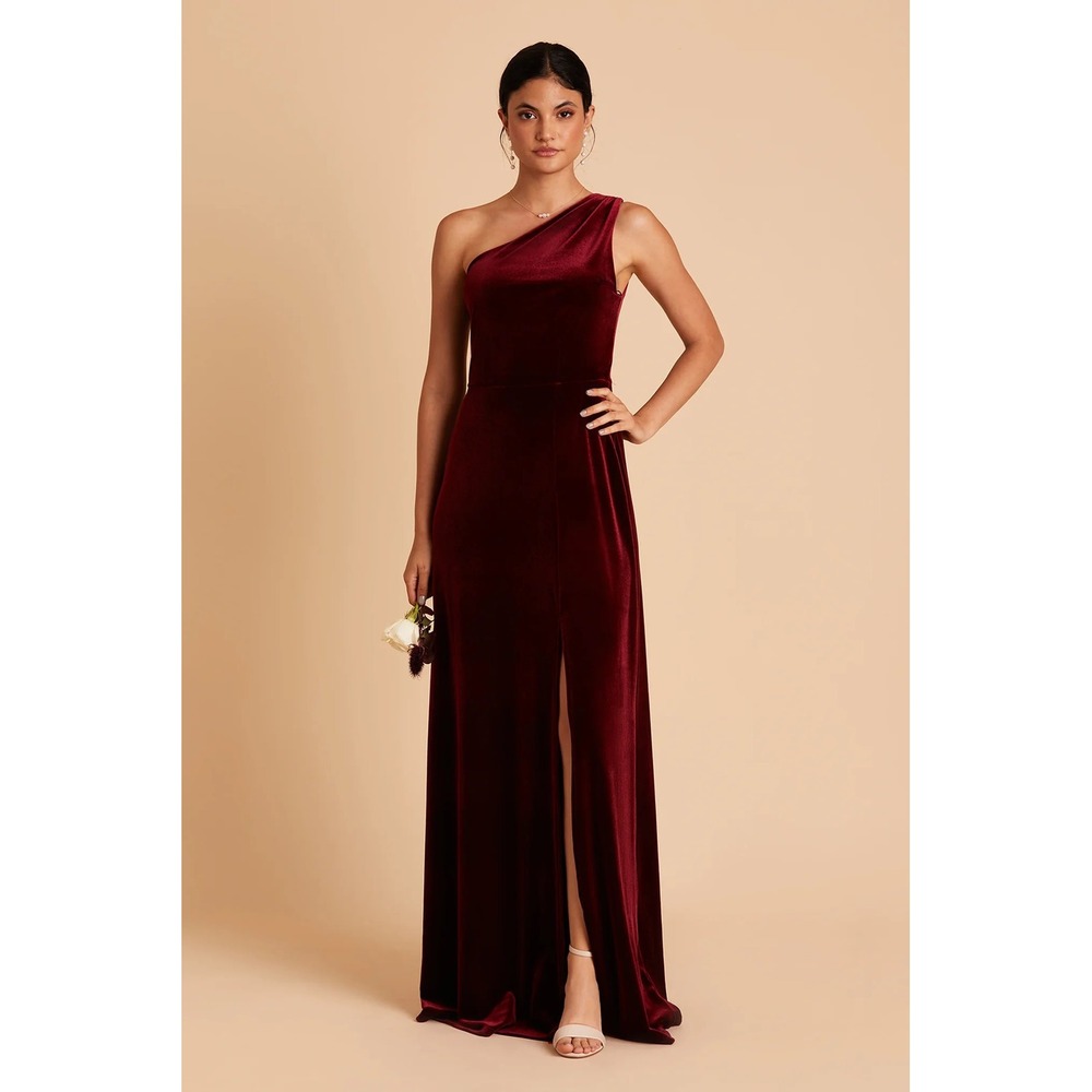 Birdy Grey Kira Velvet Dress Cabernet One Shoulder Bridesmaid Gown 1X NEW